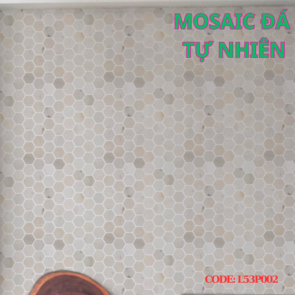 Đá Mosaic vàng chip lục giác bóng L53P002