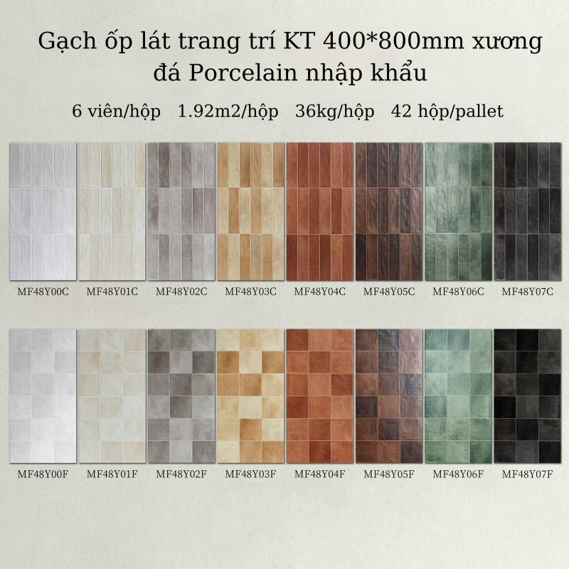 Gạch ốp tường giả thẻ 40x80cm men matt mã NF48Z06F