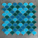 Gạch Mosaic vảy cá men rạn mix màu mix 11625
