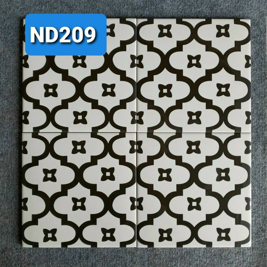 Gạch bông trắng hoa đen ND 209 KT 20x20