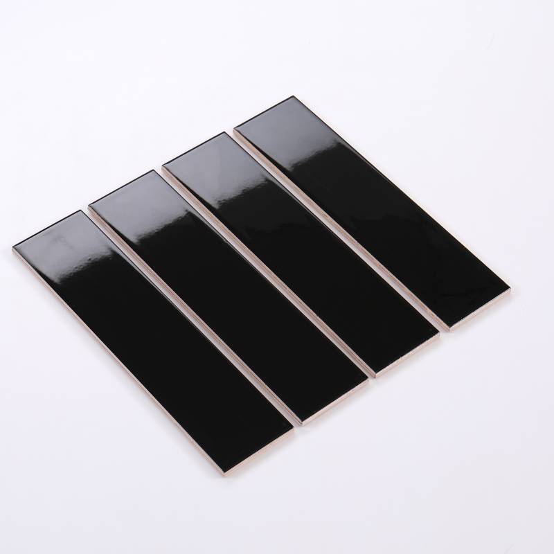 Gạch thẻ cao cấp đen bóng phẳng KT 75x300mm PSTA75307