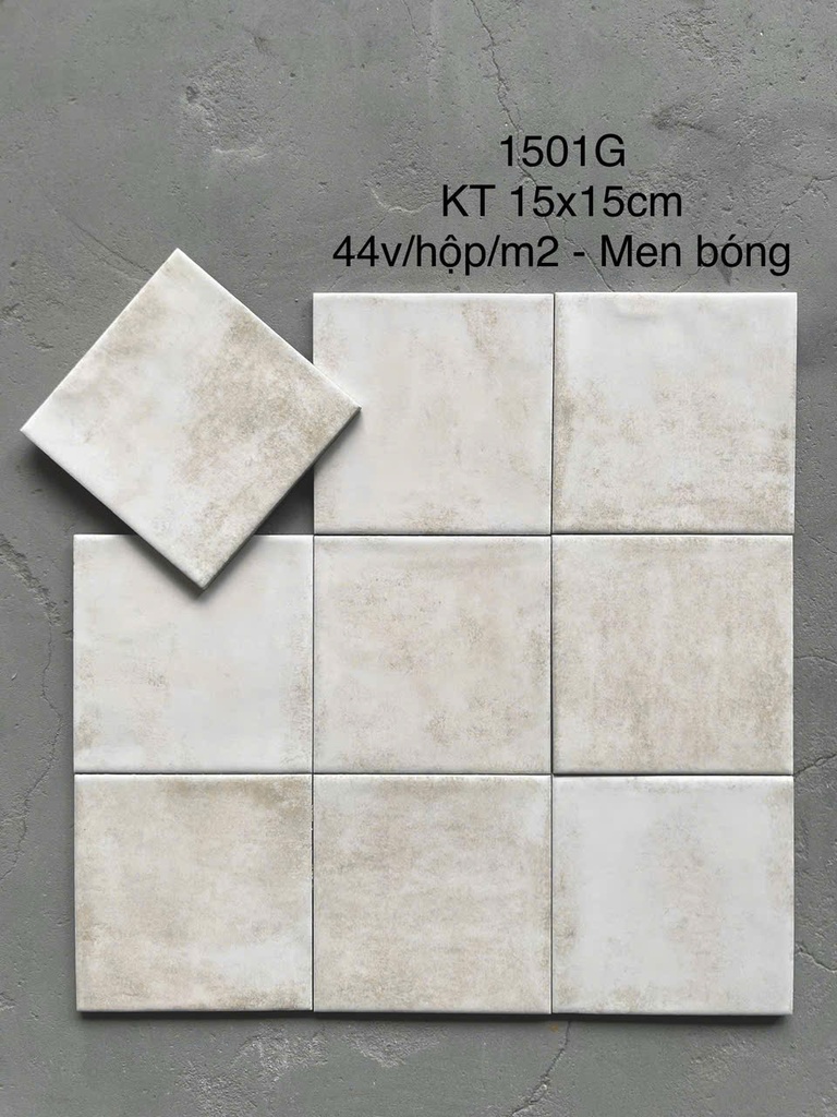 Gạch thẻ be men bóng KT 150x150mm (1h/1m/44v/17.5kg) 1501M