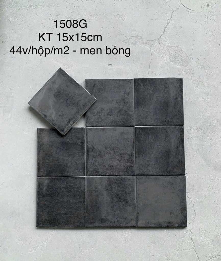 Gạch thẻ đen men bóng 1508G KT 150x150mm (1h/1m/44v/17.5kg)