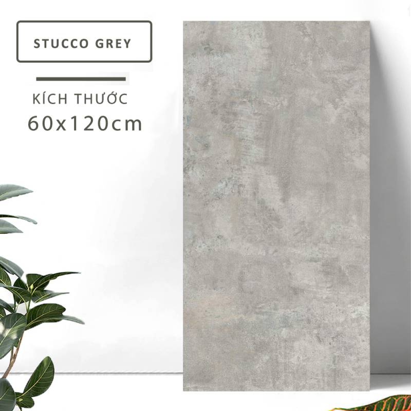 Gạch khổ lớn cao cấp nhập khẩu Ấn Độ men matt KT 600x1200mm Stucco Grey