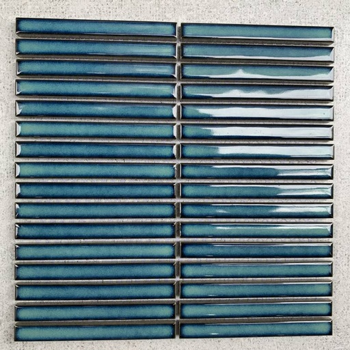 [145TTEB-D77] Gạch Mosaic Que 15x145mm Men Bóng Màu Xanh mã 145TTEB-D77