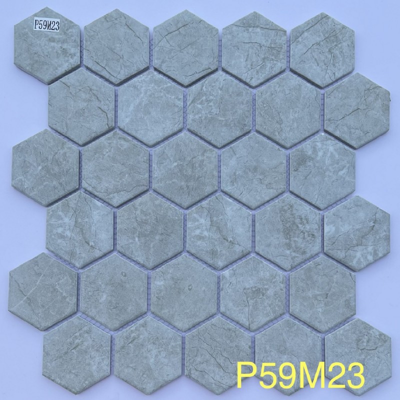 Gạch Mosaic Lục Giác Vân Đá Xám P59M23