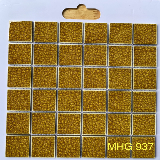 [MHG937] Gạch Mosaic gốm men rạn 2 lớp 48x48mm màu vàng MHG 937