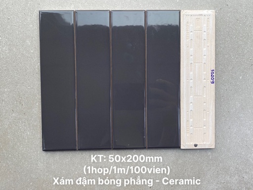 [PSTA50209] Gạch thẻ xám đậm bóng phẳng KT 50x200 PSTA50209