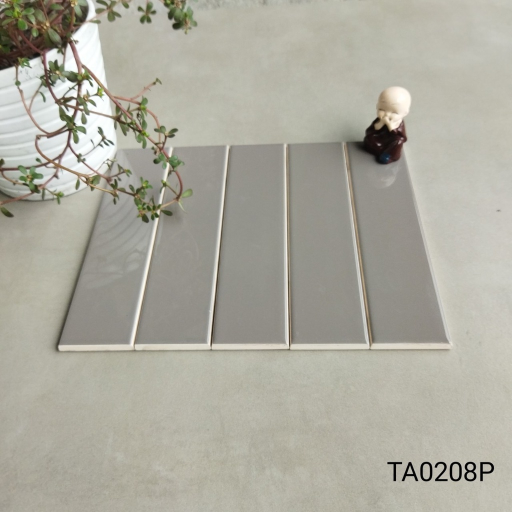 Gạch thẻ nâu bóng phẳng KT 50x200mm TA0208P
