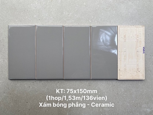 [PSTA75154] Gạch thẻ xám bóng phẳng KT 75x150mm PSTA75154