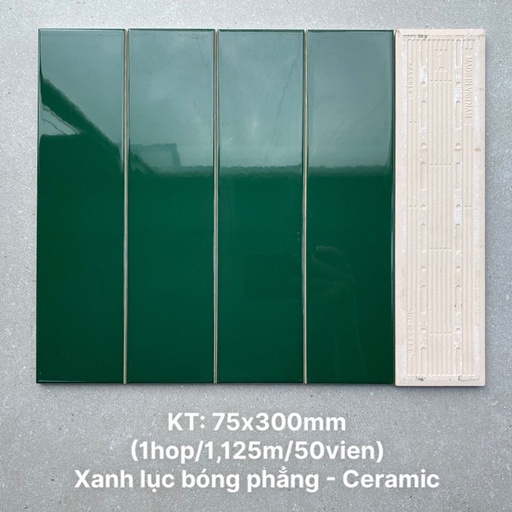 [PSTA75312] Gạch thẻ cao cấp xanh lục bóng phẳng KT 75x300mm PSTA75312