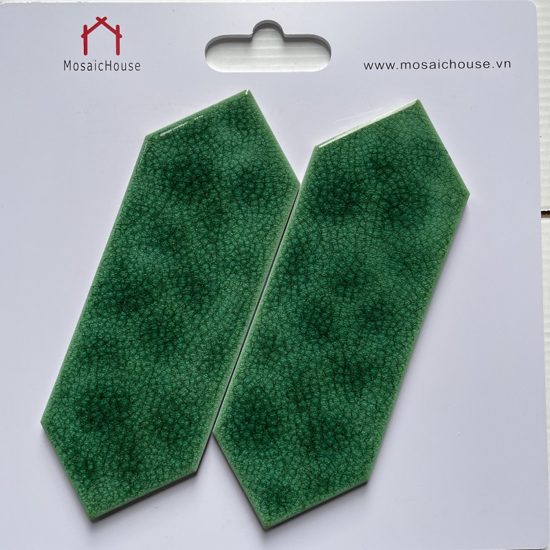 Gạch thẻ mũi tên xanh lá men rạn MHGD 39