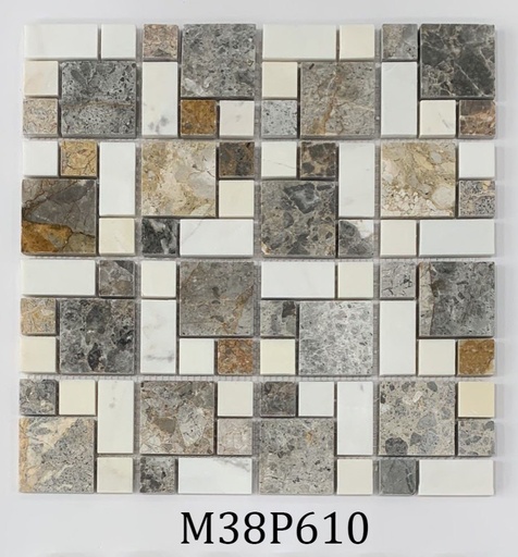 [M38P601] Đá Mosaic Mixed 23x48 DK + Trắng sữa M38P601