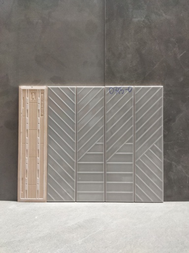 [0315-0] Gạch thẻ Việt Nam, Xám bóng hoạ tiết, KT 75x300 mm, 0315-0, Loại 1 (1 hộp/ 50 viên/ 1.125m2)
