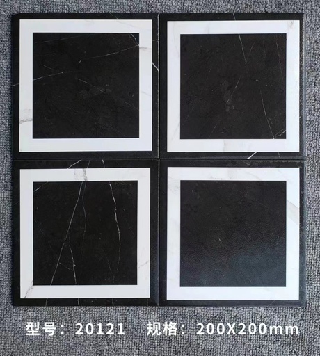 [20121] Gạch bông Trung Quốc, men mờ xương porcelain, KT 200x200mm, 20121 (1 hộp/25 viên/1m2)