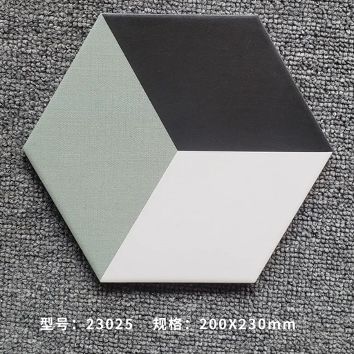 [NGB_23025] Gạch Bông Trung Quốc, men mờ xương porcelain, KT 200x230, NGB_23025 (1 hộp/29 viên/1m2)