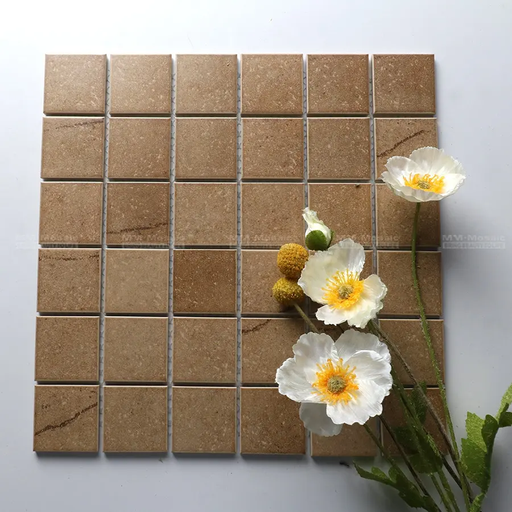 [106554709687] Gạch khảm men sứ hình vuông trắng mờ vân đá cẩm thạch chống trơn 48x48mm