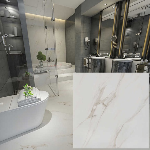 [11920582056] Gạch lát nền men mờ trắng vân đá cẩm thạch 600 x 600mm