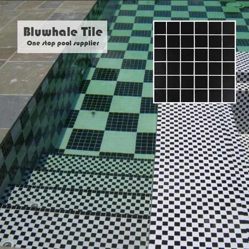 [12957987128] Gạch Mosaic Hồ Bơi Bluwhale Đa Năng Tiêu Chuẩn Quốc Tế 48x48mm Bóng Mịn Màu Đen