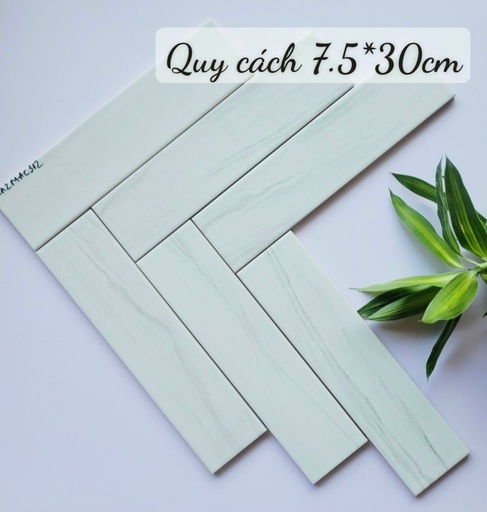 [CLA2MAC312] Gạch thẻ Việt Nam, Trắng kem bóng lượn, KT 75x300 mm, CLA2MAC312, Loại 1 (1 hộp/ 50 viên/ 1.125m2)