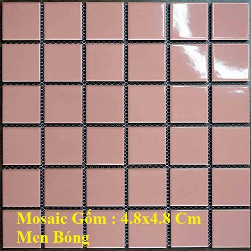 [3998] Gạch Mosaic gốm trơn hồng bóng 48x48mm mã 3998