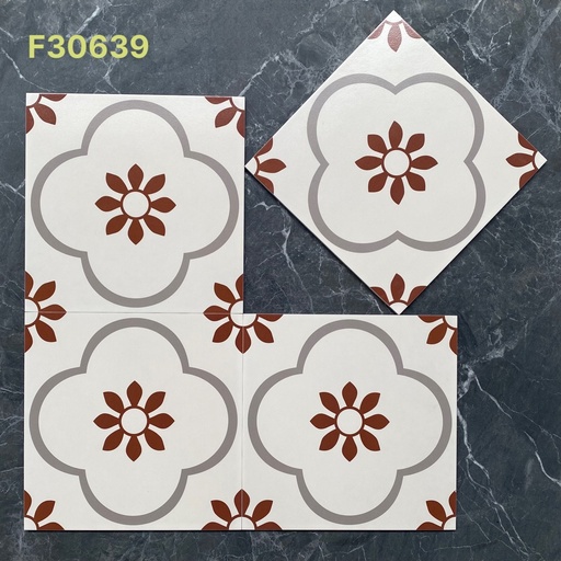 [F30639] Gạch bông Trung Quốc, men mờ xương porcelain, KT 300x300, F30639 (1 hộp/11 viên/1m2)