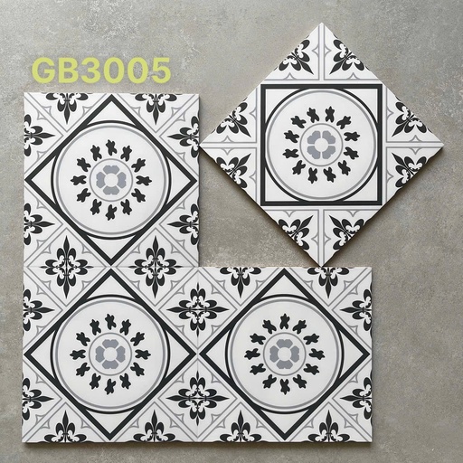 [GB3005] Gạch bông Việt Nam, men mờ xương porcelain, KT 300x300mm, GB3005 (1 hộp/11 viên/1m2)