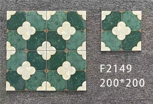 [F2149] Gạch bông Trung Quốc, men mờ xương porcelain, KT 200x200, F2149(SM0607) (1 hộp/25 viên/1m2)
