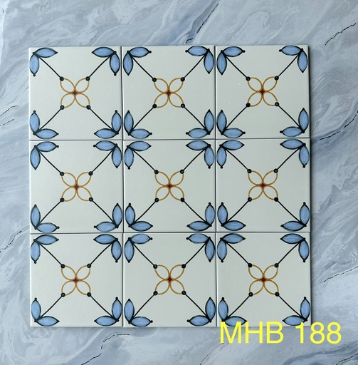 [MHB188] Gạch bông Trung Quốc, men mờ xương porcelain, KT 200x200mm, MHB188 (1 hộp/25 viên/1m2)