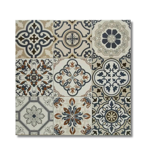 [20109 (1m/hộp)] Gạch Bông Mix KT 200x200mm mã 20109 (BD Vàng)