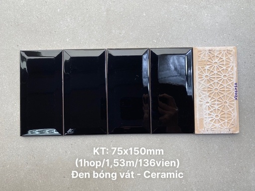 [DSH-M751507X] Gạch thẻ đen bóng vát KT 75x150mm M751507X