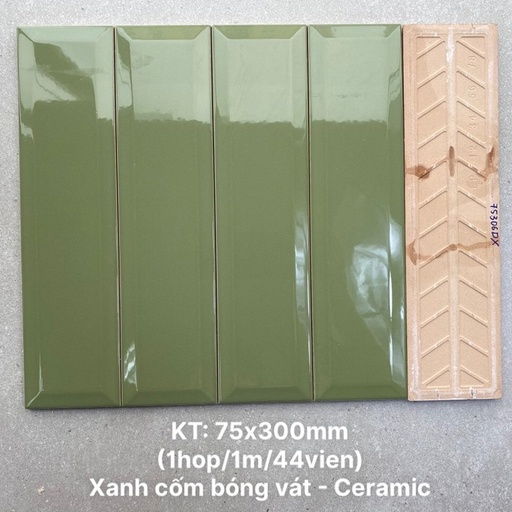 [DSH-PSTA75306DX5] Gạch thẻ cao cấp xanh bóng vát KT 75x300mm PSTA75306DX5