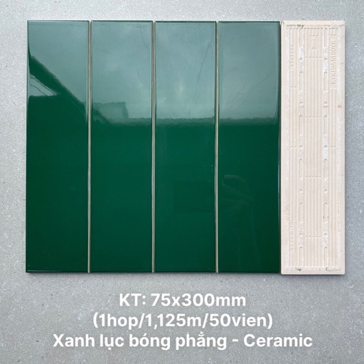 [DSH-PSTA75312] Gạch thẻ cao cấp xanh lục bóng phẳng KT 75x300mm PSTA75312