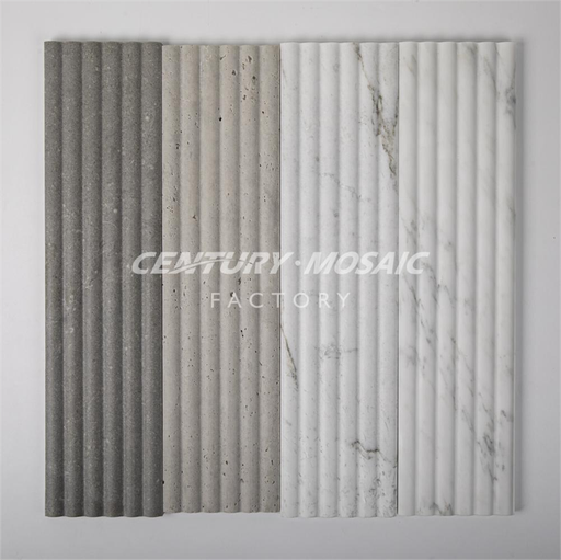 [106817710973] Gạch đá hoa cẩm thạch vân sọc màu trắng xám tự nhiên bán buôn Centurymosaic dùng cho nhà bếp, mặt bàn sang trọng, ốp tường