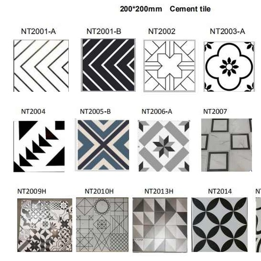[83620847] Gạch gốm men khảm xi măng thiết kế hiện đại 200*200mm cho ngoại thất phòng tắm ngoài trời, chức năng gạch chịu lửa trong khuôn