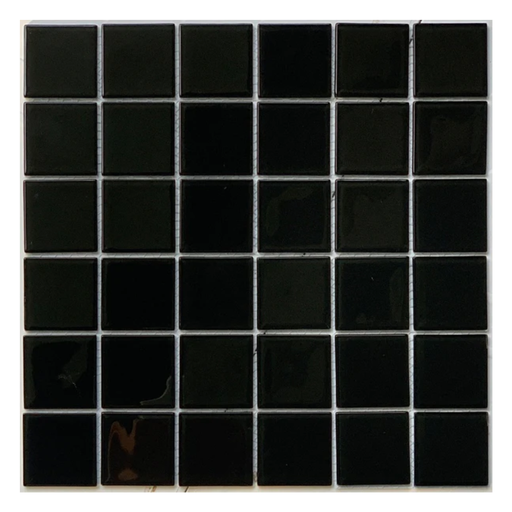 [MH 4809] Gạch Mosaic Kính 48x48mm Men Bóng Màu Đen MH4809